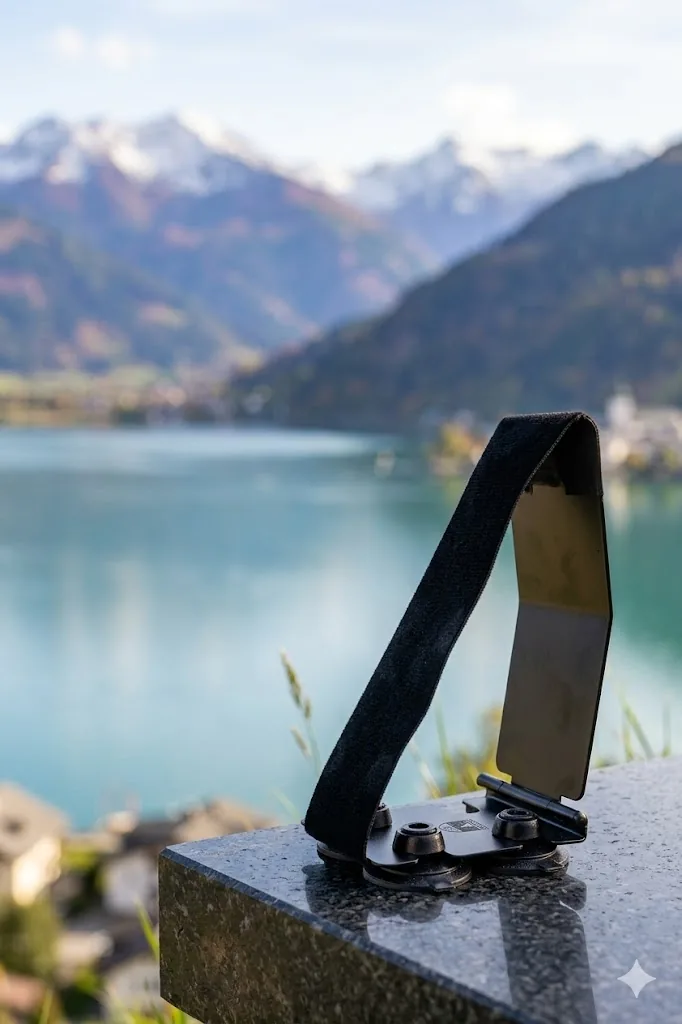 Gitano guitar support at Lake Zell with mountain panorama